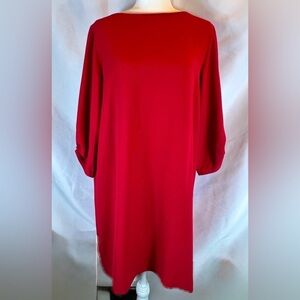 Lafayette 148 New York Wynona Finesse Red Dress with Decorative Sleeves, Medium